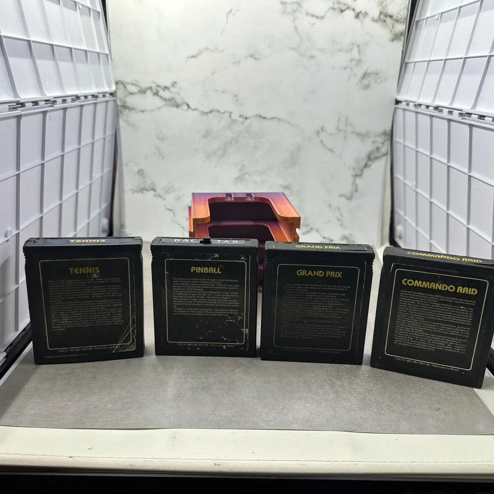 4x Dactar Atari 2600 Brazil South America Carts Commando Grand Prix Tennis NTSC